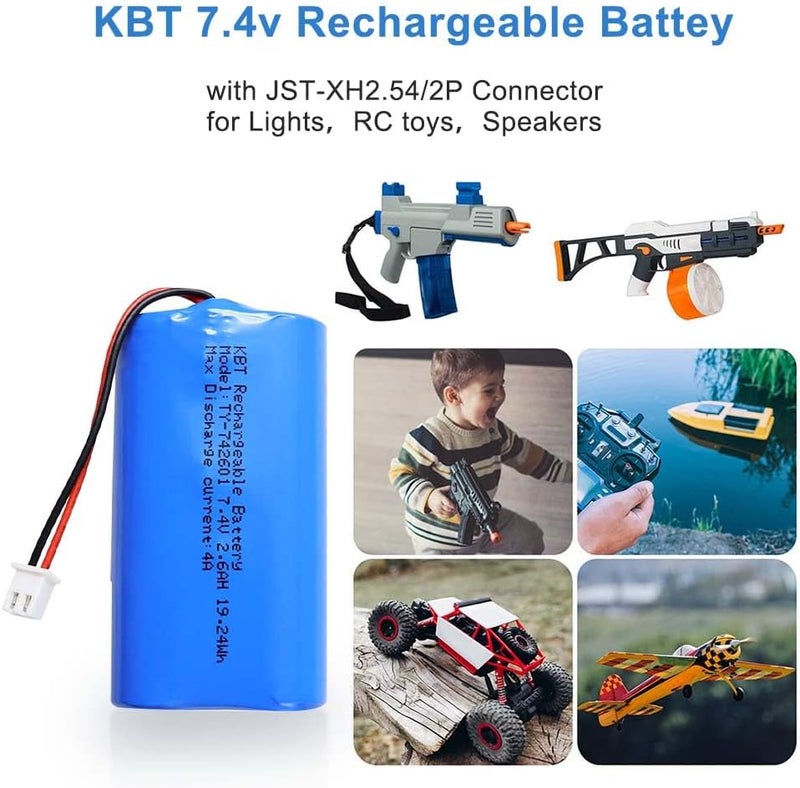 KBT KEEP BETTER TECH KBT 7.4V 2600mAh Li-ion Rechargeable Battery Pack, JST-XH2.54/2P Plug Lithium-ion Batteries for Electronics Products, Toys, Lighting, Bluetooth Equipment Fit for RC Helicopter Car Truck & RC Boats - Image 4